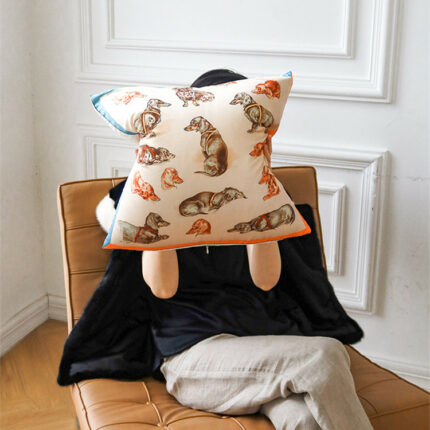 Kreatives bedrucktes Seiden gefühl Welpen kissen Sofa kissen