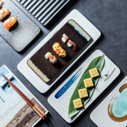 Neue Rechteckige Keramik Japanischen Sushi Platte
