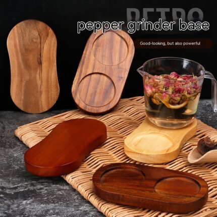 Massivholz Pfeffermühle Basis Heuschrecken Mangan Gummi Holz Doppel loch Tablett