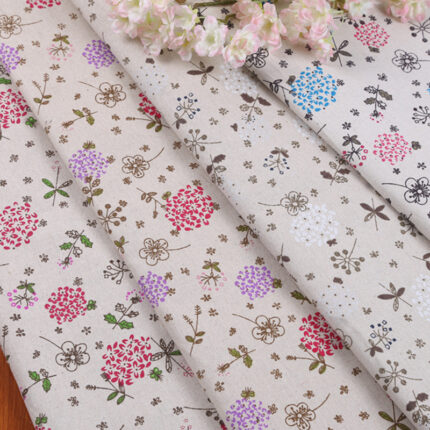 Fresh Kapok Printed Cotton And Hemp Blended Fabric