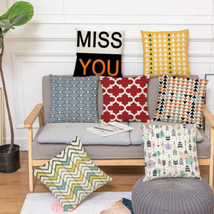 Modern Style Simple Atmospheric Geometric Linen Pillow Cover