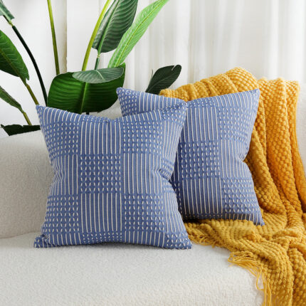 Einfache geometrische Baumwoll-Jacquard-Kissen bezug