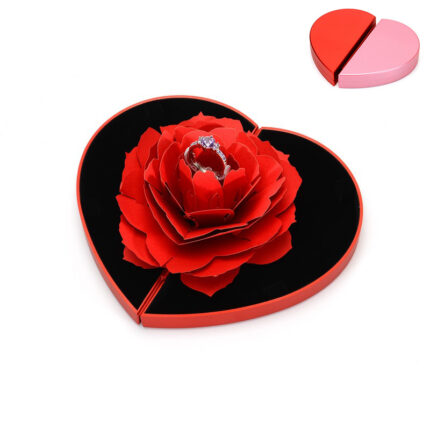Herz-shaped Rose Blume Rotierenden Ring Box
