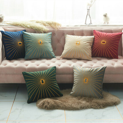 Netherlands Velvet Gold Thread Embroidery Pillow Cover