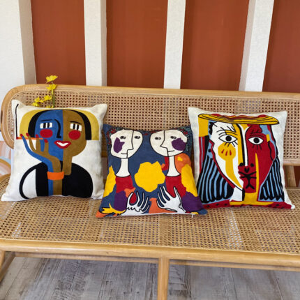Besticktes Kissen gegen Farbe Drei dimensionaler Werfen Picasso Abstrakter Kissen bezug