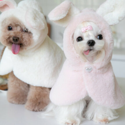 Herbst Und Winter Flauschige Kaninchen Modellierung Haustier Kostüm Warm Cape Umhang Neujahr Hunde Und Katzen Haustier Kleidung