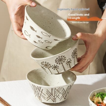 Large Capacity Stoneware Household Ceramic Soup Bowl Tableware