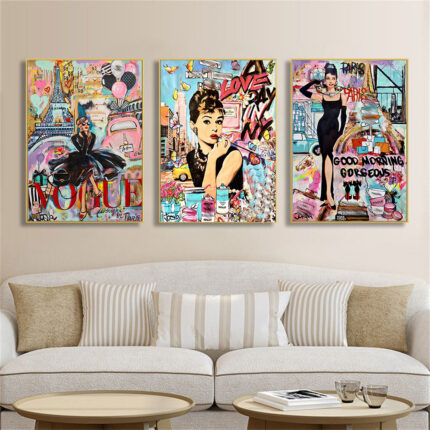 Moderne Mode Graffiti Kunst weibliches Plakat Leinwand Malerei Heim dekoration rahmenlos
