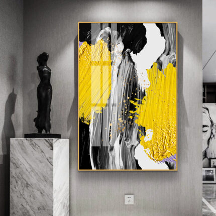 Nordische Gold grau Leinwand Kunst Ölgemälde Abstraktes Plakat