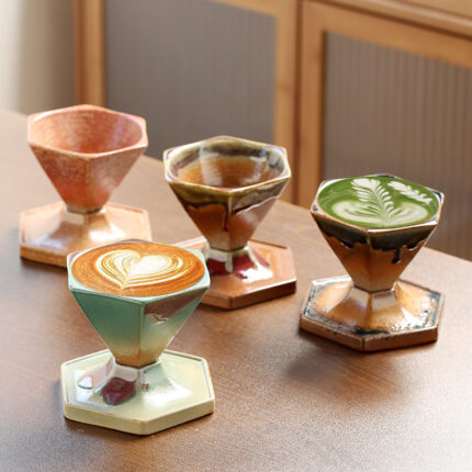Kreative sechseckige Retro-Keramik-Steinzeug-Kaffeetasse