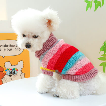 Pet Ring Komfortable Farbstreifen Bunte Pullover