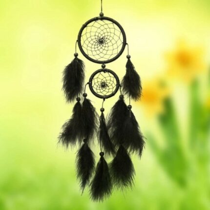 Kreative Dreamcatcher Windspiele Schwarz Ober-und Unter doppel ring Feder Ornamente