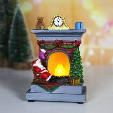 Weihnachtsharz-Dekorationen leuchtender Kamin kleine Nacht lampe dekorative Ornamente