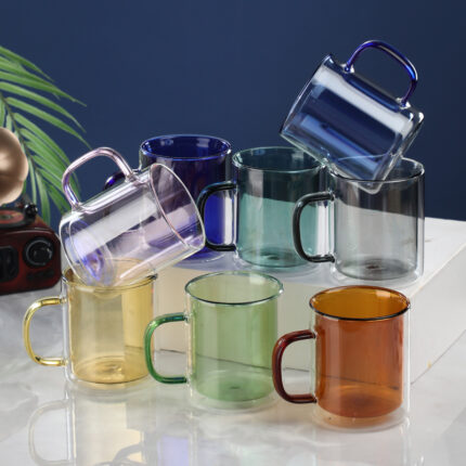 Doppelwandige Wasser flasche Bernstein farben hohe Boro silikat gläser