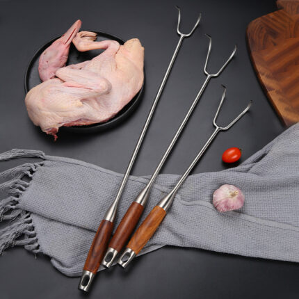 Edelstahl Rosenholz Holzgriff Fleisch Haken