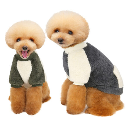 Neue Haustier kleidung Rundhals ausschnitt mit Tasche Warme mikro elastische Eimer Pudel Hunde kleidung