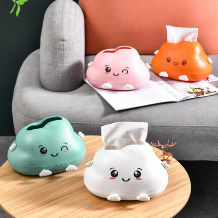 Creative Cartoon Clouds Plastic Paper Napping Box Cute Desktop Tissue Box