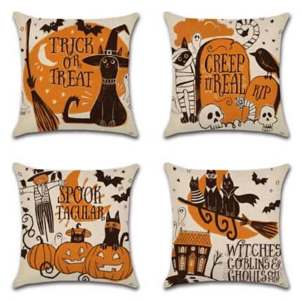 Halloween Cartoon Leinen Kissen bezug