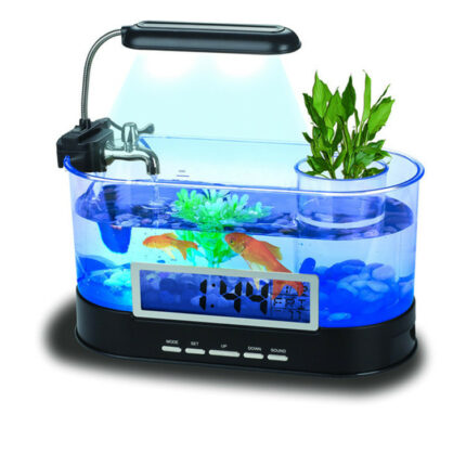 USB Desktop Streaming Mini Aquarium Zeit Datum Woche Temperatur Alarm Transparent Stift Halter