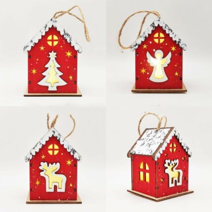 Weihnachts handwerk hölzerner leuchtender kleiner Haus anhänger