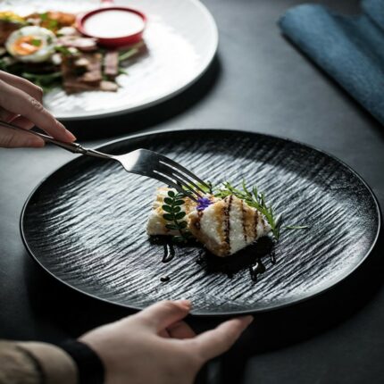 Schwarzer Keramik teller für den Haushalt Western Cuisine Plate