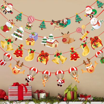Papier Fahnen Angeordnet Sind In Die Atmosphäre Von Weihnachten Szenen