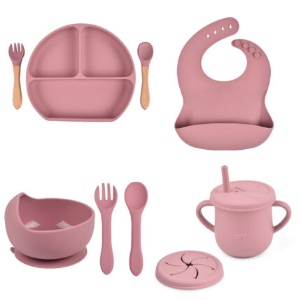 Silikon einfarbig Babys Geschirr Set