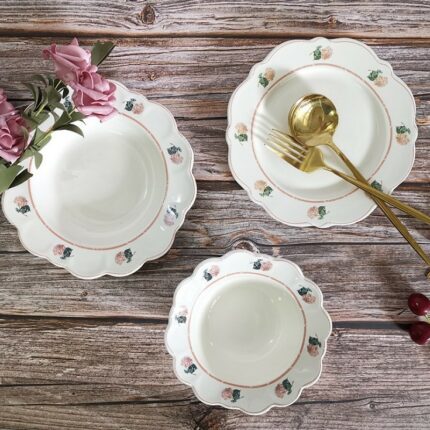 Retro amerikanischer Pastoral Stil Rose Edge Keramik Teller