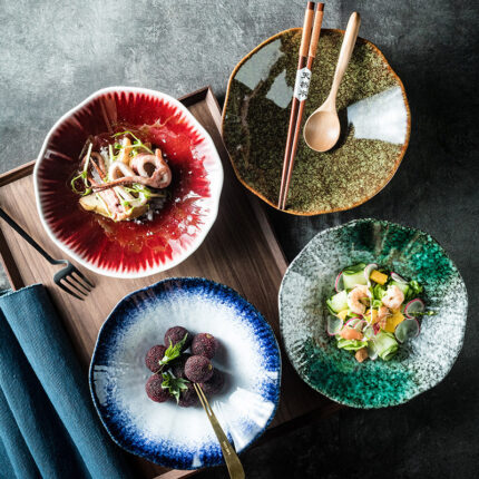 Creative Ceramic Bowl Lotus Leaf Modeling Noodle Risotto Bowl