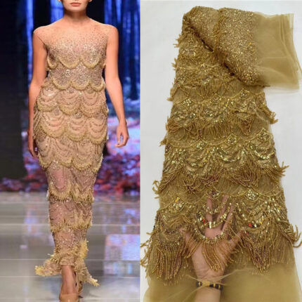 Quaste Perlen Rohr Spitze Stoff Brautkleid