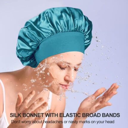 Breit krempige hohe elastische Kopftuch Schönheits salon Dusch kappe Pflege Satin Night cap
