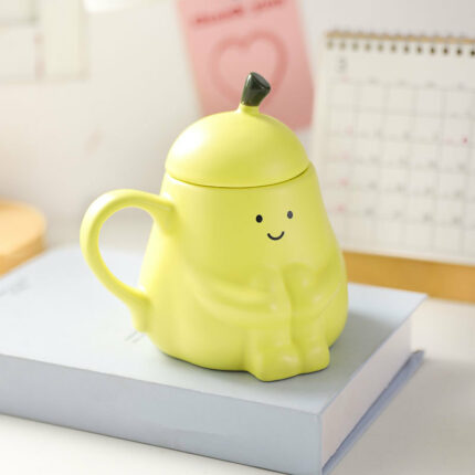 Cute Pear Ceramic Water Cup Cartoon With Lid