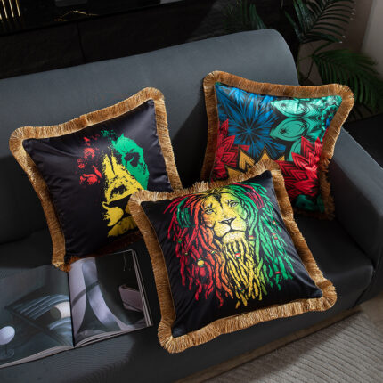 Amerikanisches leichtes Luxus-Kissen aus künstlicher Seide für Leoparden-Blatt-Schädel-Sofa