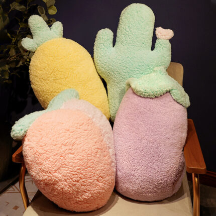 Super Cute Cartoon Fruit Carrot Cactus Pineapple Cotton Velvet Fruit Pillow
