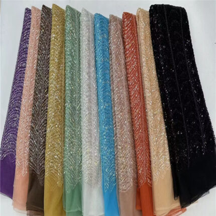 Wave Line Bead Tube Pailletten Hochzeits kleid Spitze Stickerei Futter