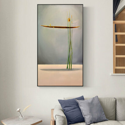 Abstrakte Natur landschafts malerei Golden Boat Canvas Poster