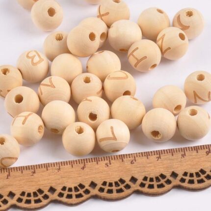 26 englische Buchstaben Lotus Log Perlen 14mm kleine Loch Holz perlen einseitig