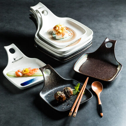 Japanischen Stil Einzigen Handgriff Keramik Platte Haushalts Kreative Esstisch