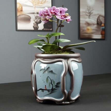 Vereinfachter Celadon Blumentopf im chinesischen Stil