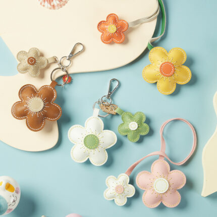 Zweifarbiger Blumen anhänger Schlüssel bund Handgemachtes DIY-Material paket