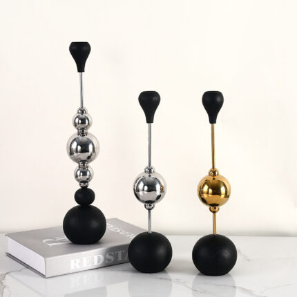 Leichte Luxus-Kerzen ständer aus Edelstahl Holzkugeln aus Metall