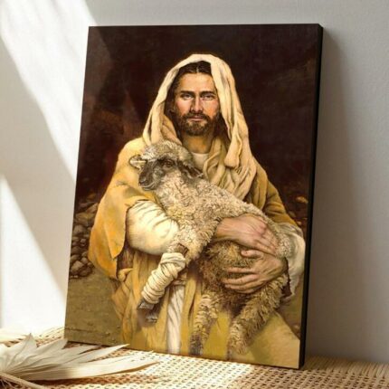 Gebunden Gebrochen Herz Leinwand Rahmen Malerei Dekorative Nordic Jesus Umarmen Schafe