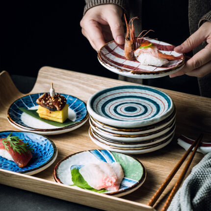 Japanese Style Painted Sushi Dessert Ceramic Plate