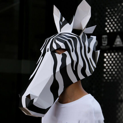 Schwarz Und Weiß Pferd Tier Origami Kopfbedeckungen Halloween Weihnachten