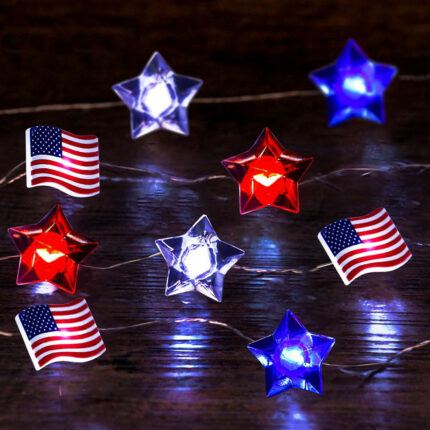 Decorative Light Led Pentagram Star Red White Blue Lighting Chain