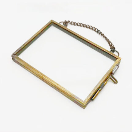 Vintage Foto rahmen Mini Hänge kette Trocken blumen glas