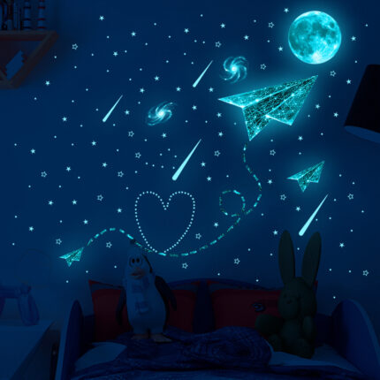 Universum Mond leuchtende Stern Wand Aufkleber Schlafzimmer leuchtende Aufkleber