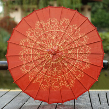 Hanfu Ancient Style Silk Cloth Oiled Paper Umbrella Rainproof And Sun Protection