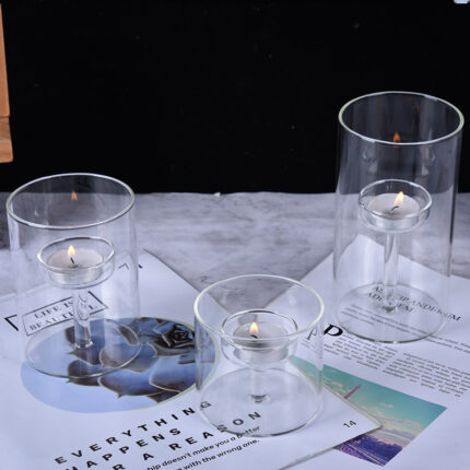 Transparent Glass Candlestick Handmade Borosilicate Holiday Decoration