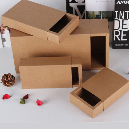 Faltbare Kraft papier Draw Box rechteckig PVC gefrostet Geschenk Tee Schmuck Aufbewahrung beutel